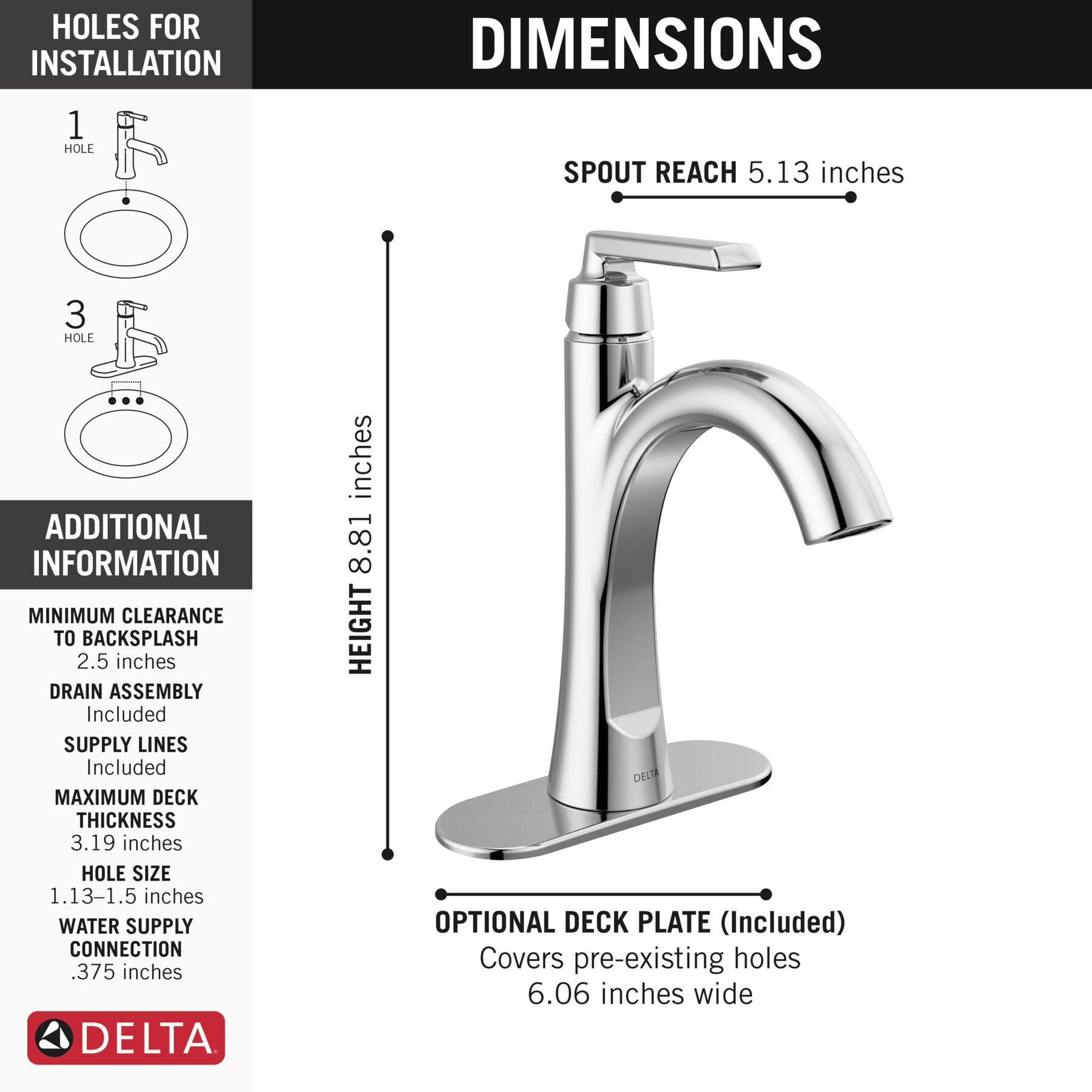 Single Handle Bathroom Faucet, image 1