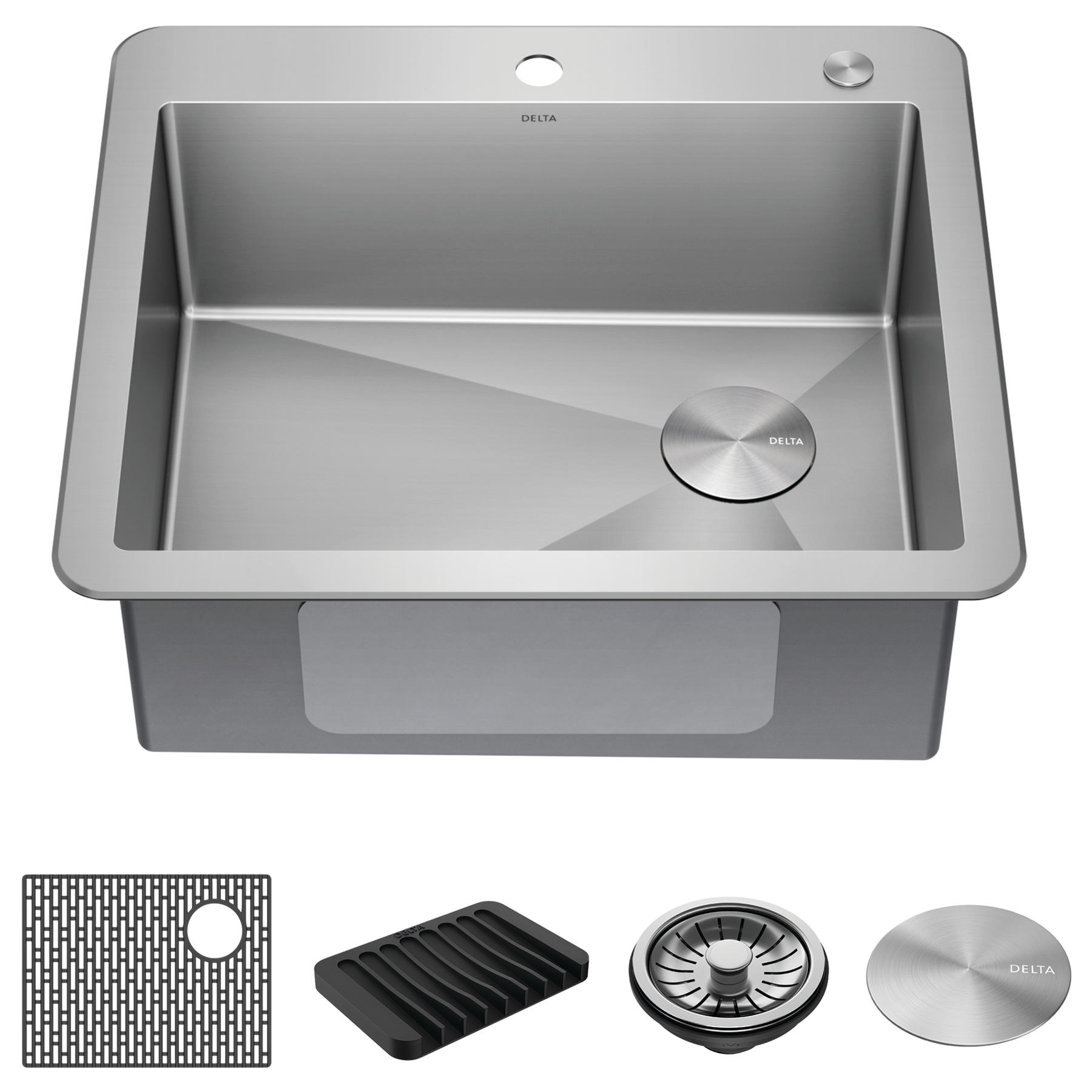 25” Drop-In Undermount Stainless Steel Single Bowl Kitchen Sink with Accessories