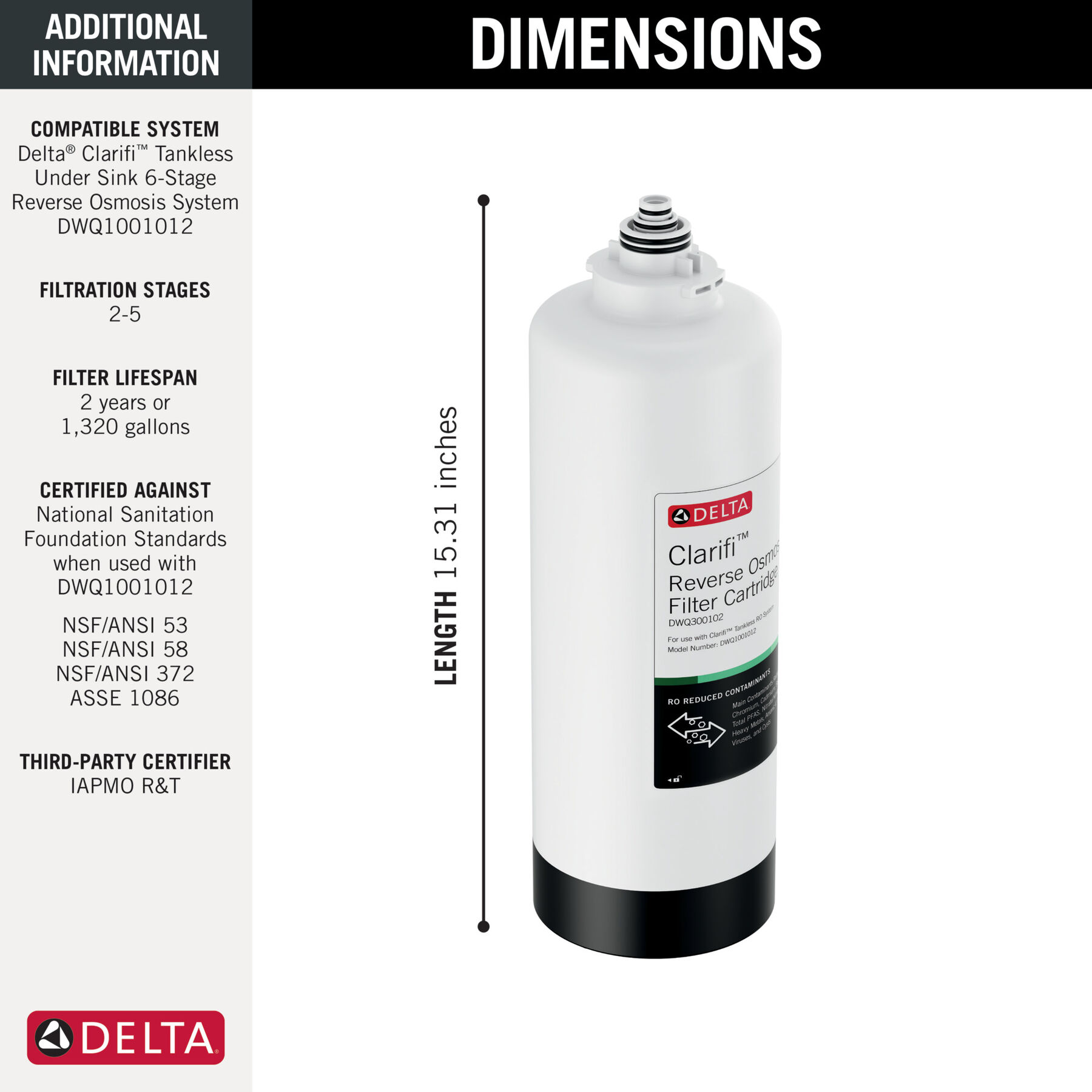 Reverse Osmosis Water Filter Replacement Cartridge, image 3