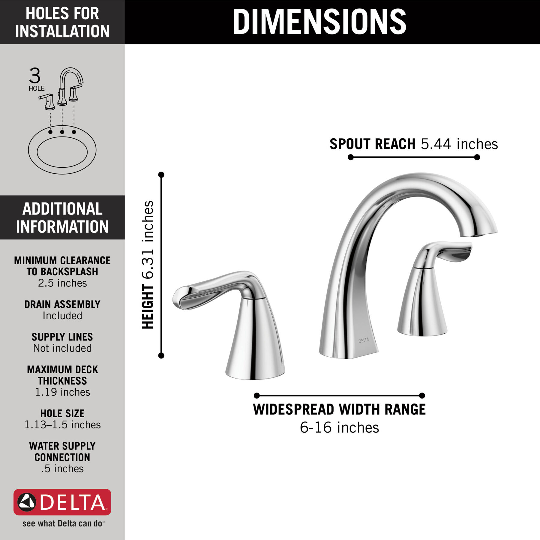Widespread Lavatory Faucet with Shower Trim Bundle - 14 Series, image 1