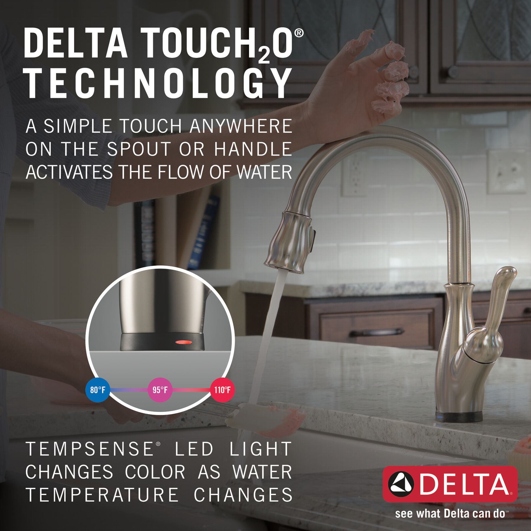 Single Handle Pull-Down Kitchen Faucet with Touch<sub>2</sub>O® and ShieldSpray® Technologies, image 6