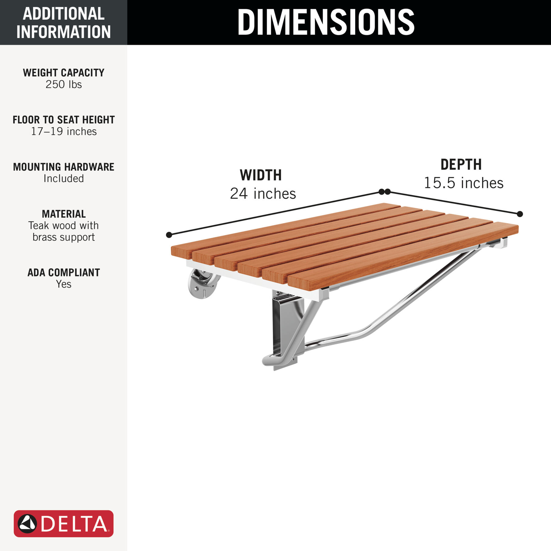 ADA Tilt-Up Shower Seat, image 1