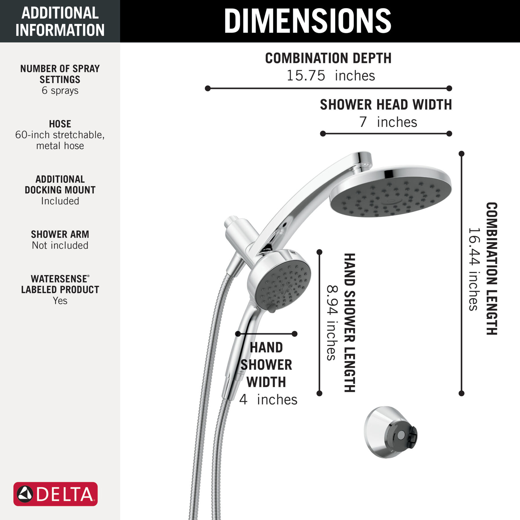 PivotPro&trade; 3-in-1 Combination Shower with TouchClean&reg; Spray Face, image 25