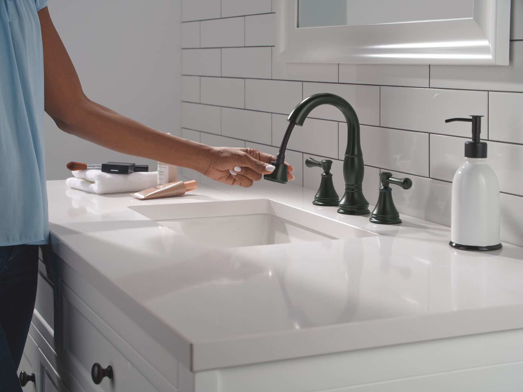 Two Handle Widespread Pull Down Bathroom, image 2