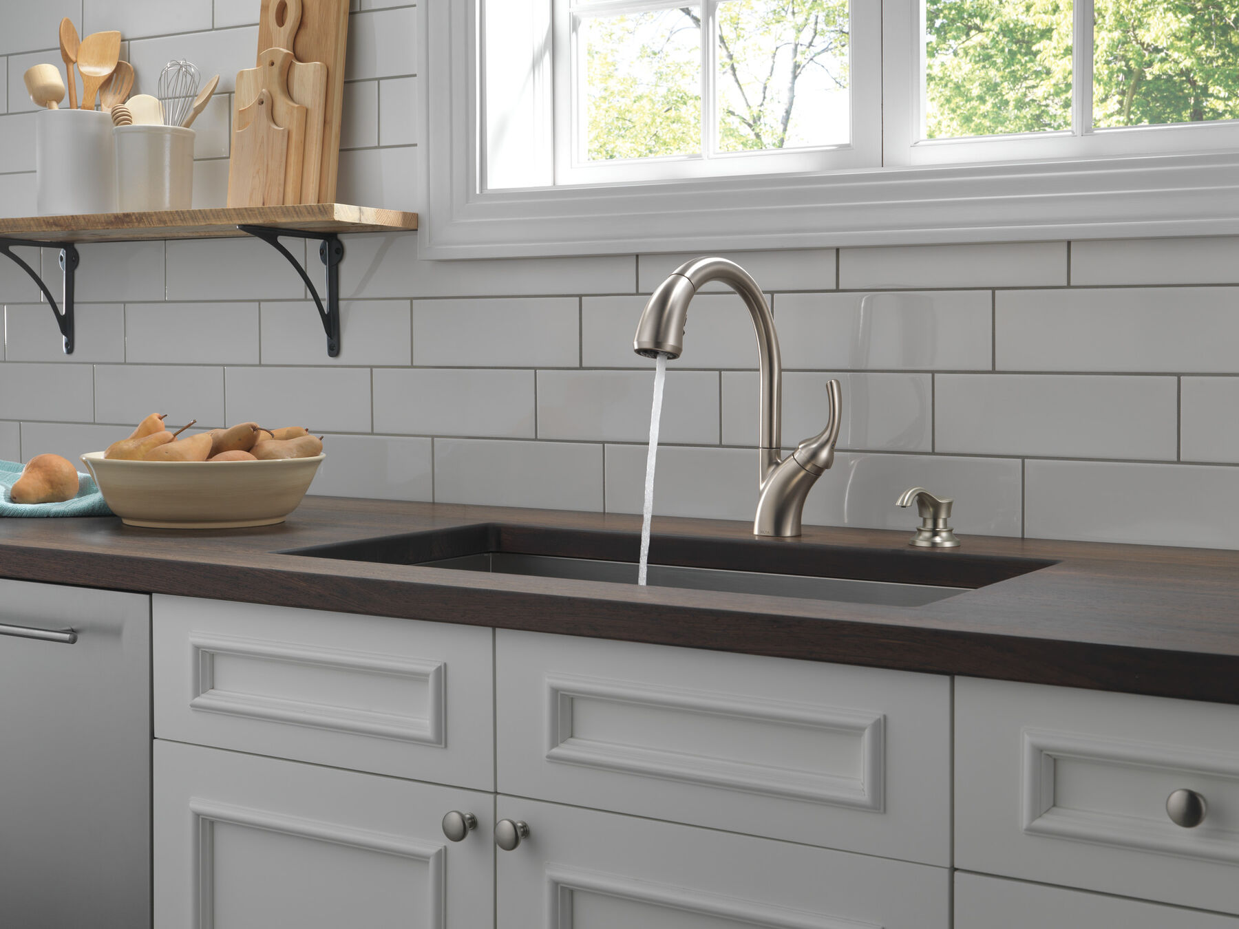 Single Handle Pull-Out Kitchen Faucet with Soap Dispenser and ShieldSpray® Technology, image 8
