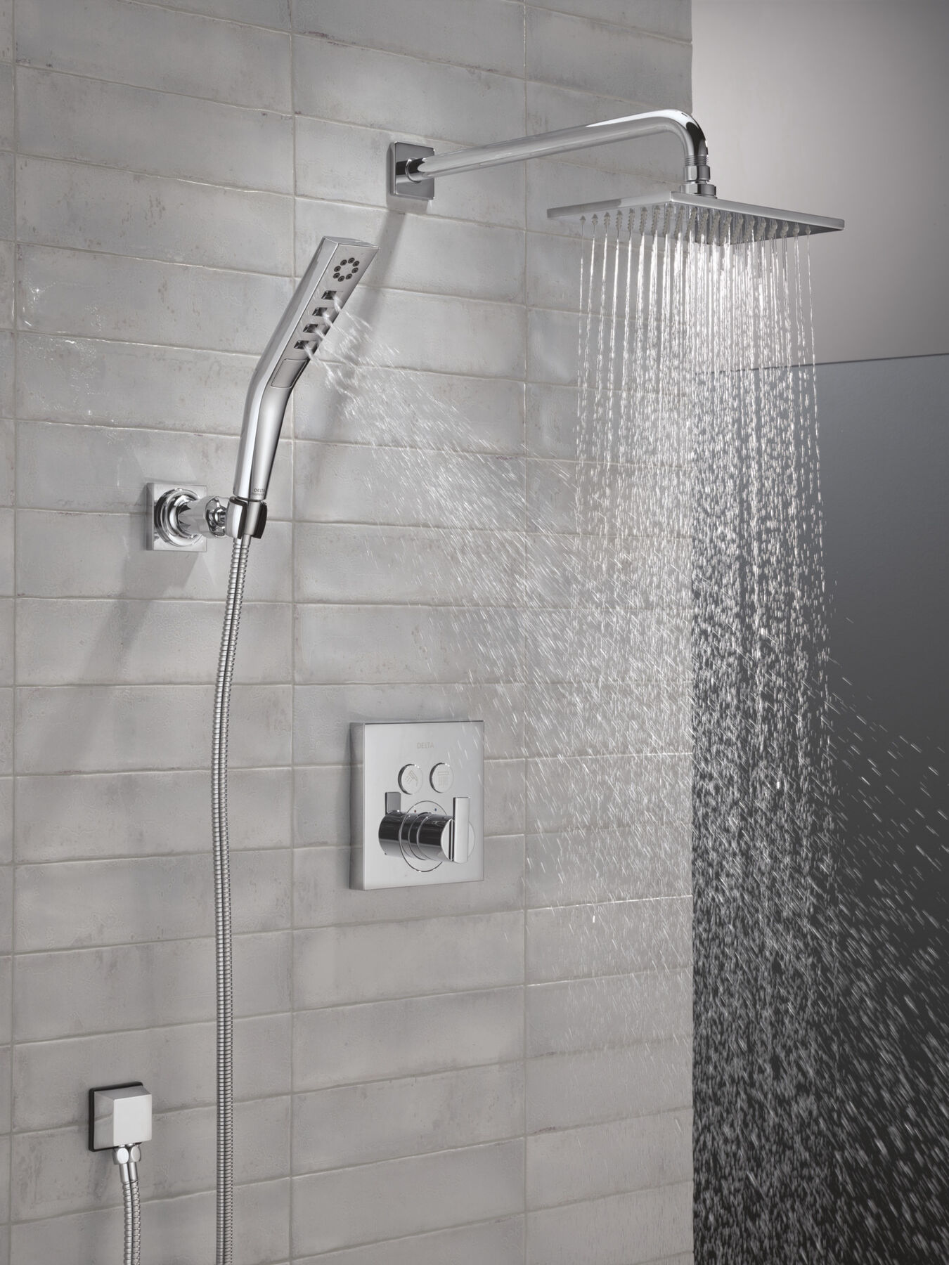 Angular Modern Push-Button Shower