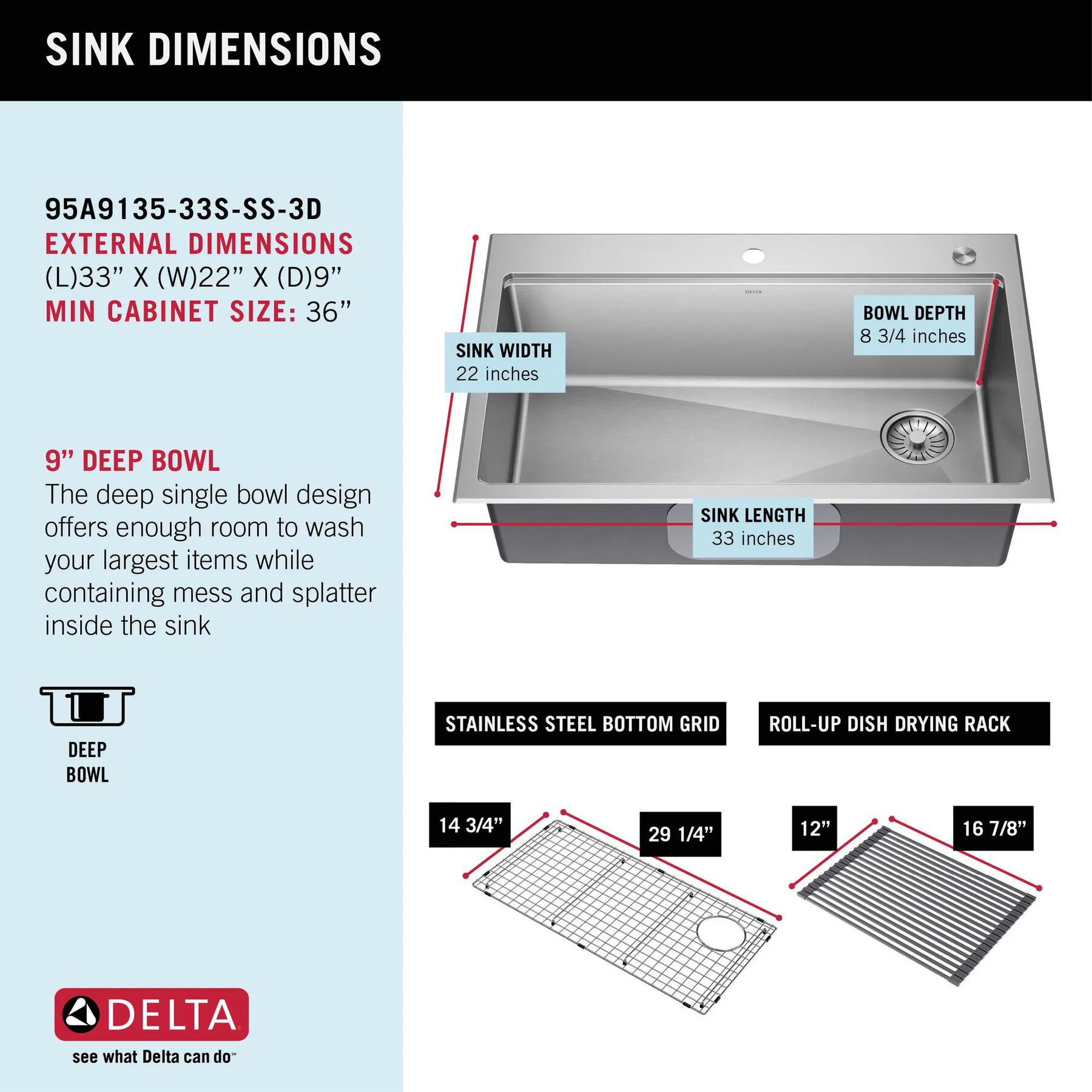 33&rdquo; Stainless Steel Workstation Kitchen Sink Drop-In Undermount Single Bowl with WorkFlow&trade; Ledge and Accessories