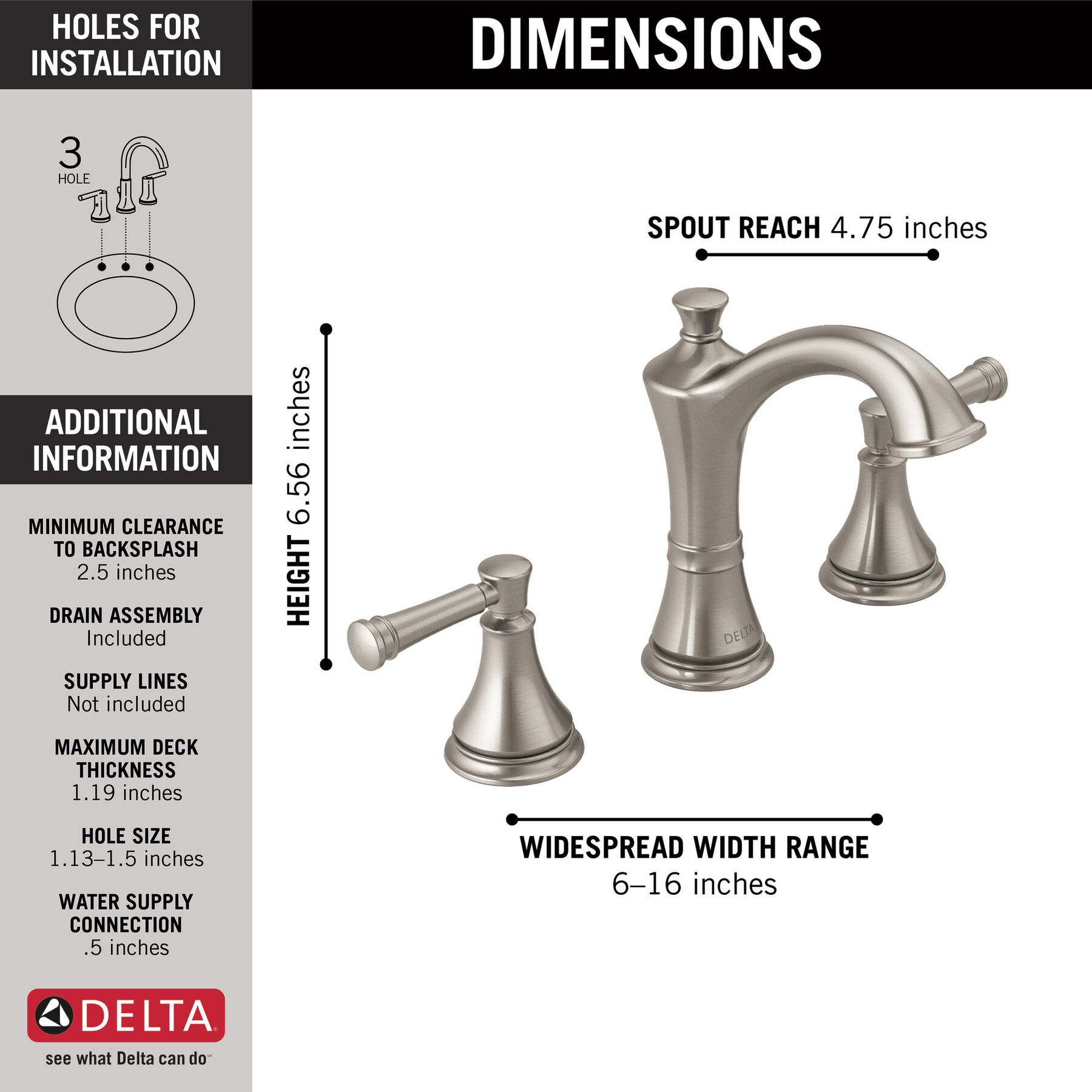 Two Handle Widespread Bathroom Faucet, image 1