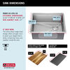 23” Workstation Undermount Single Bowl 16 Gauge Stainless Steel Kitchen Sink with WorkFlow™ Ledge and Accessories