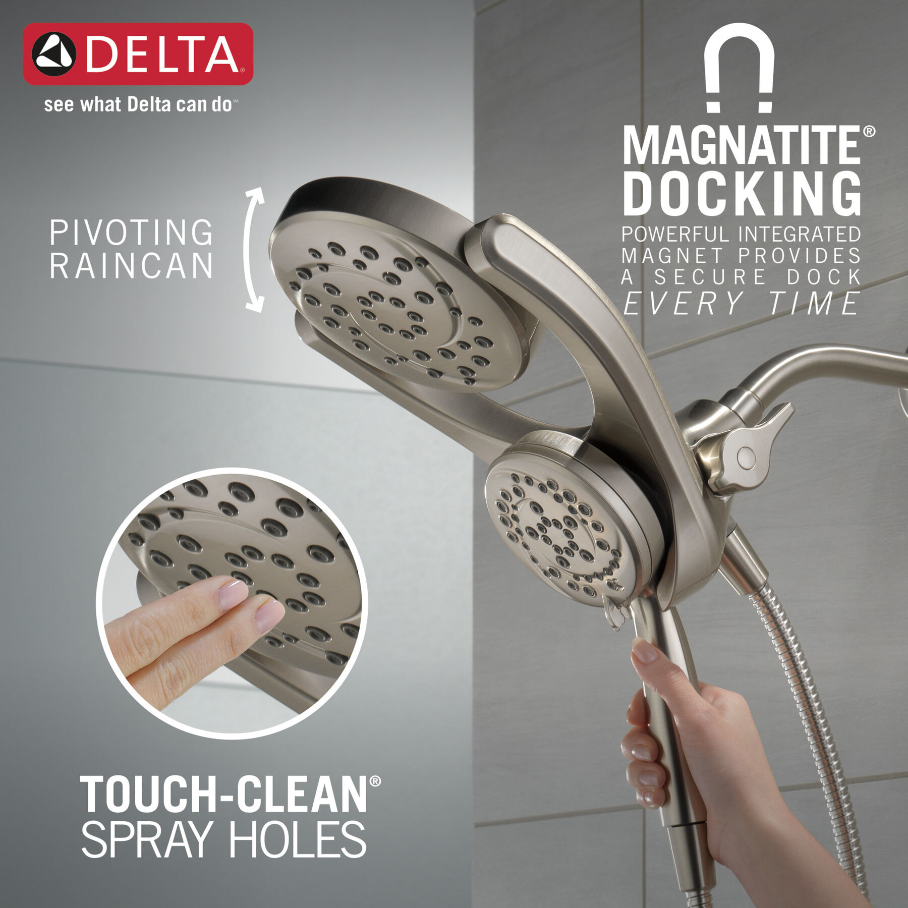 HydroRain® 4-Setting Two-in-One Shower Head (Recertified), image 1