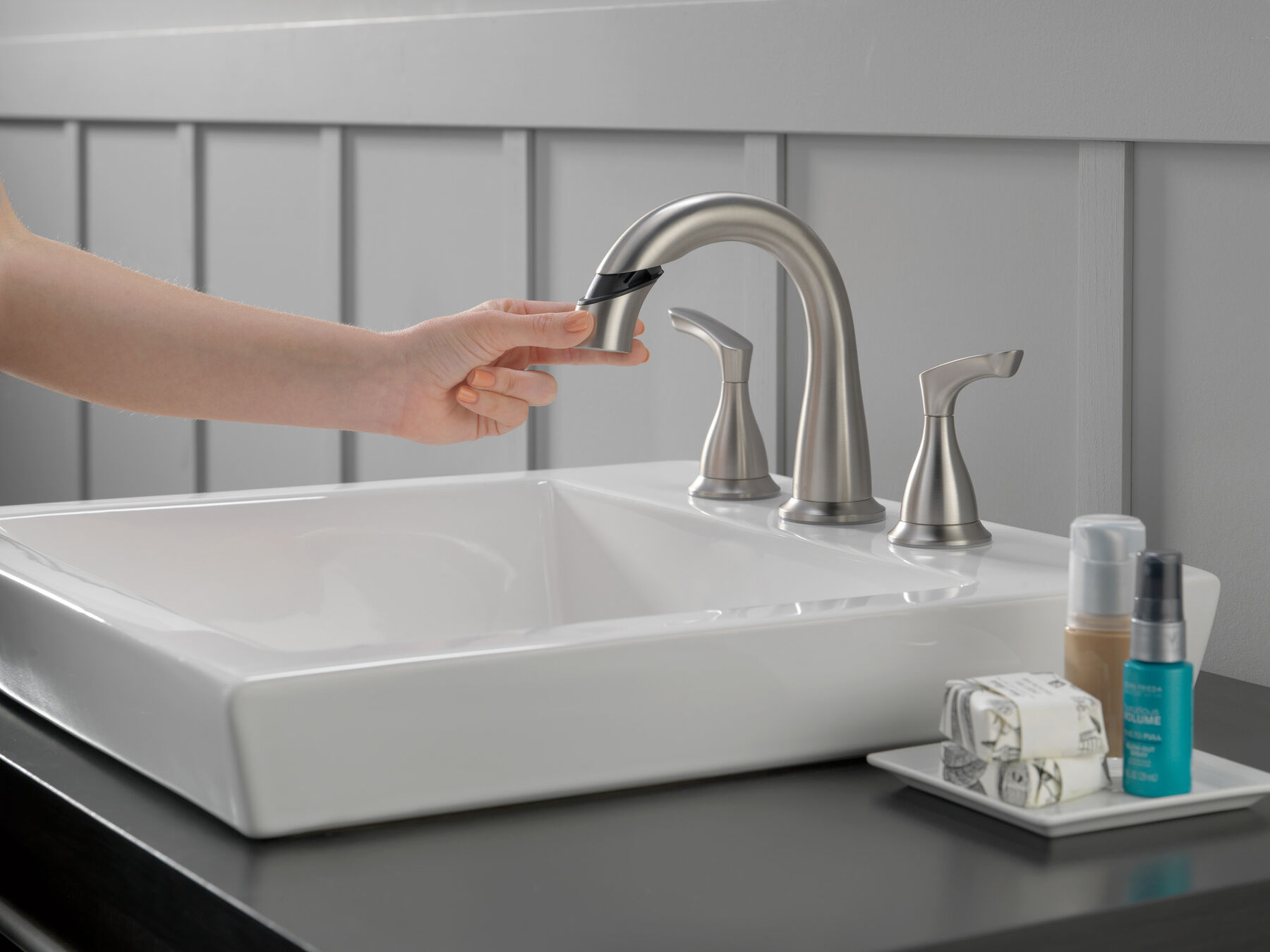 Two Handle Widespread Pull-Down Bathroom Faucet, image 5