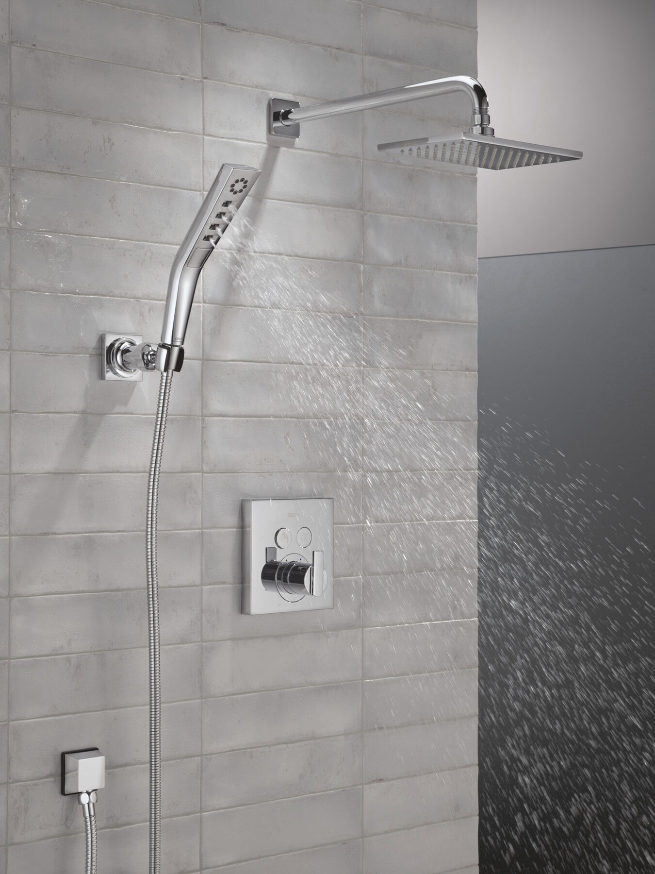 Angular Modern Push-Button Shower