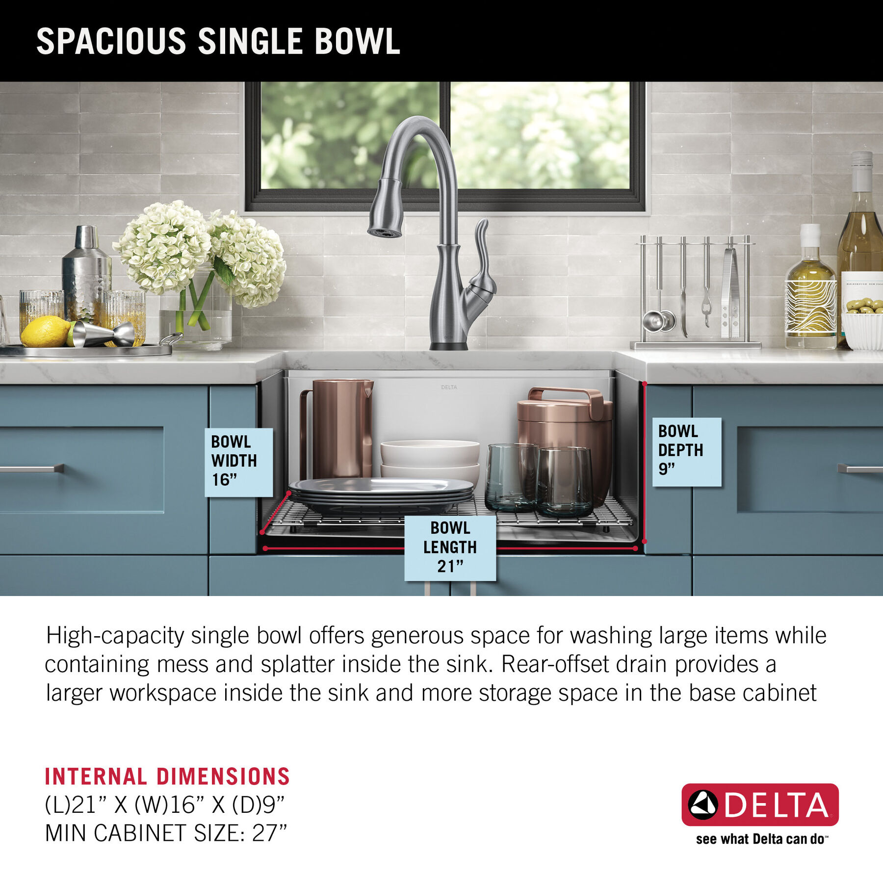 23” Workstation Undermount Single Bowl 16 Gauge Stainless Steel Kitchen Sink with WorkFlow™ Ledge and Accessories, image 4