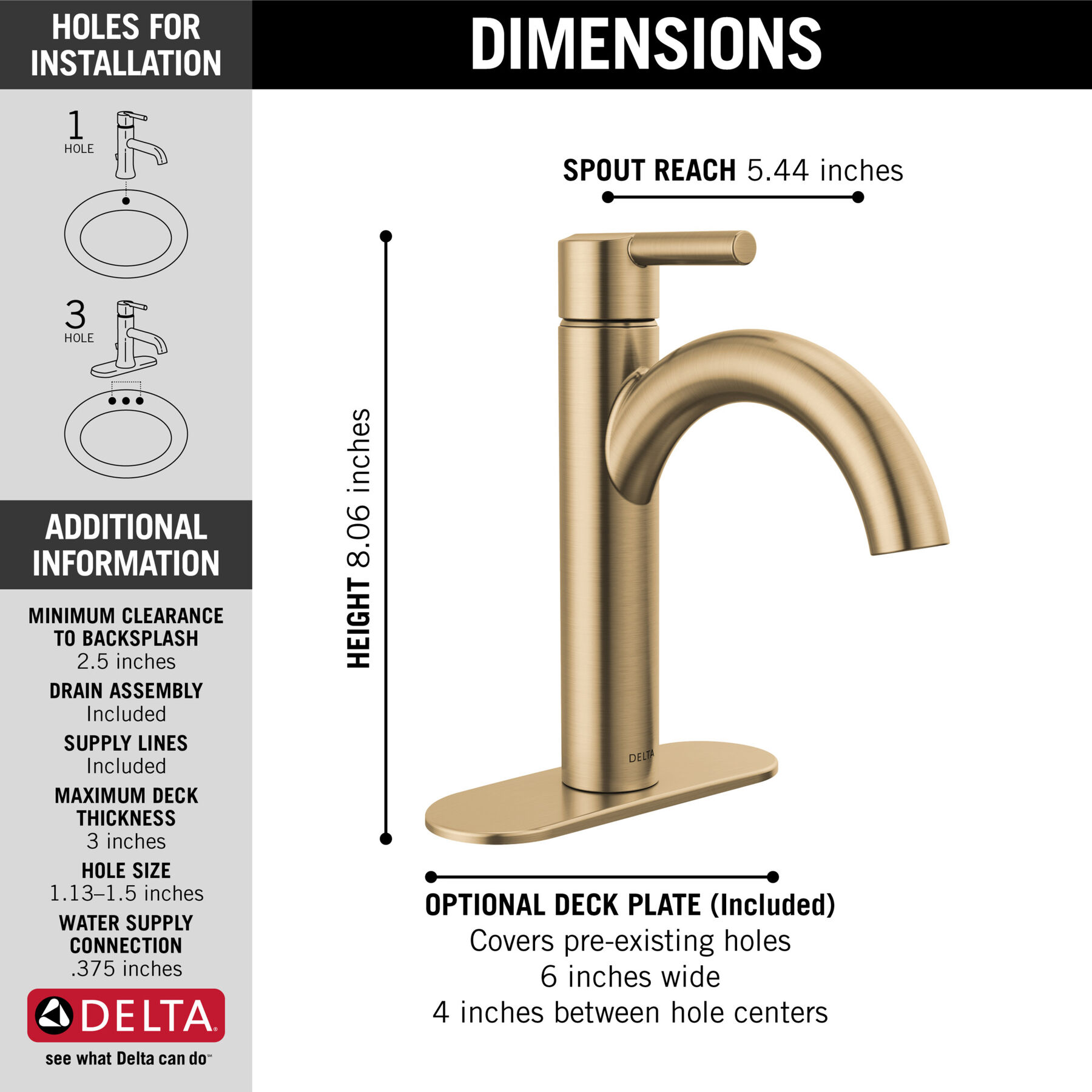 Single-Hole Bathroom Faucet 1L (Recertified), image 1