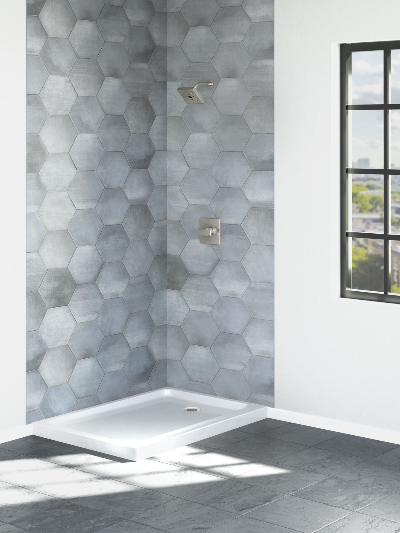 48”x34” Right Drain Corner Shower Base, image 2