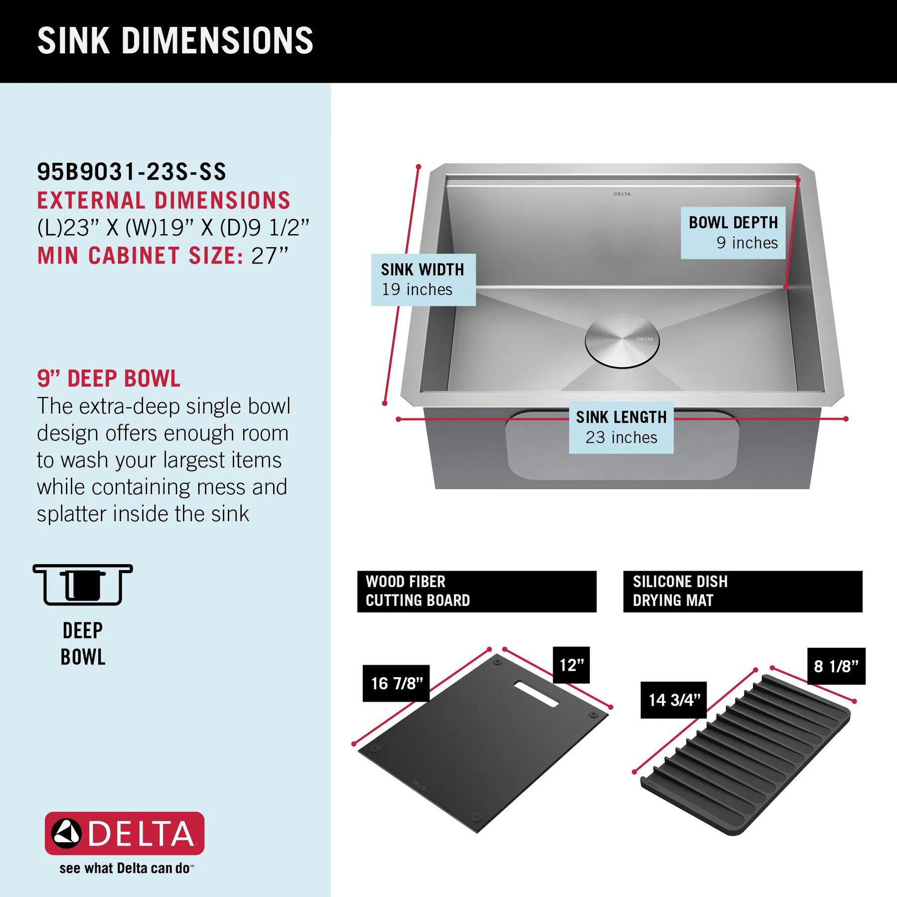 23&rdquo; Workstation Undermount&nbsp;Single Bowl&nbsp;16 Gauge Stainless Steel&nbsp;Kitchen Sink&nbsp;with&nbsp;WorkFlow&trade; Ledge and Accessories