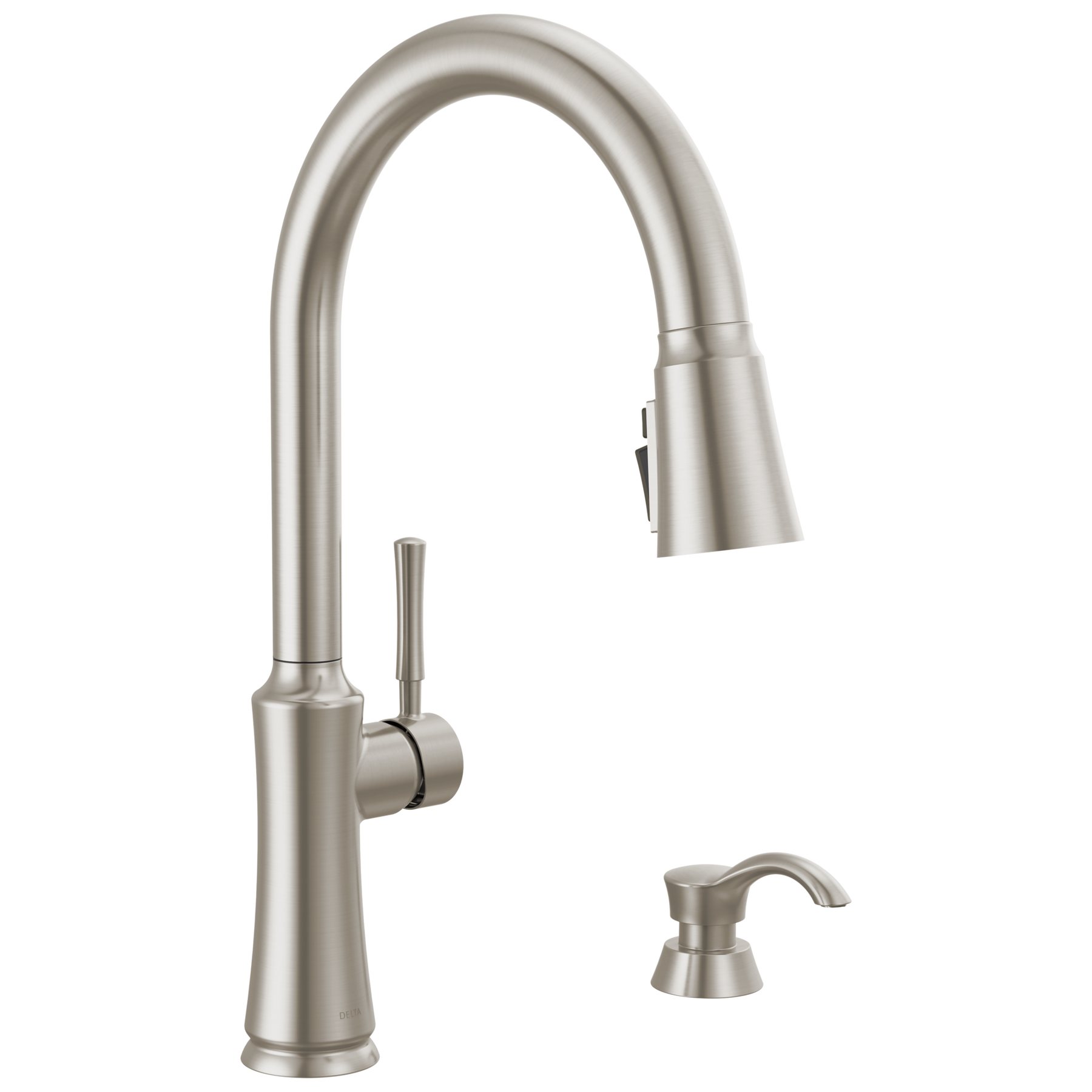 Single Handle Pull-Down Kitchen Faucet with Soap Dispenser and ShieldSpray Technology