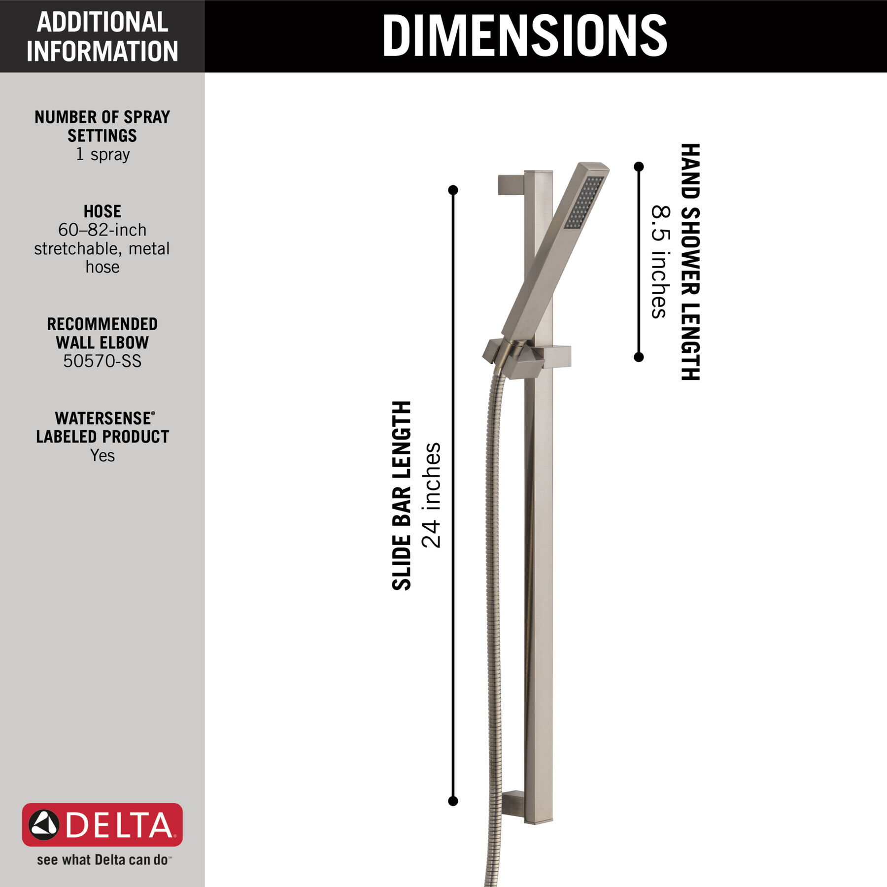 Hand Shower 1.75 GPM w/Slide Bar 1S (Recertified), image 3
