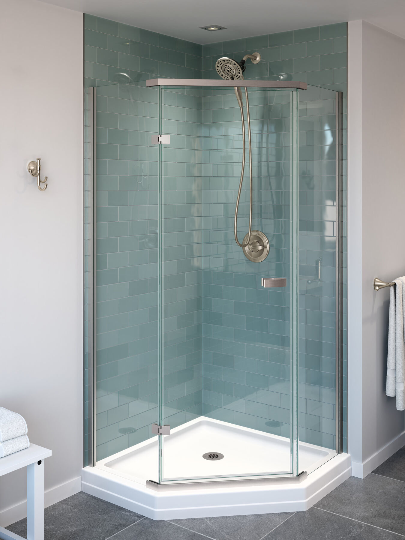 38" Frameless Neo Angle Shower Enclosure, image 1