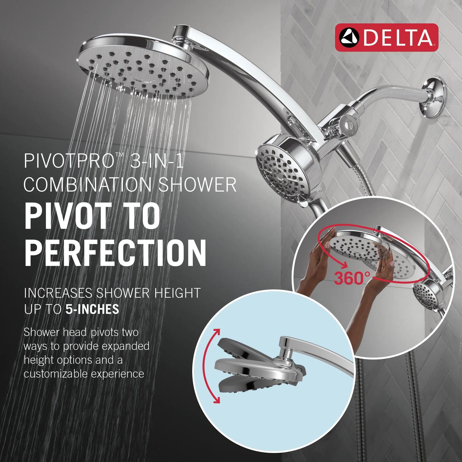 PivotPro&trade; 3-in-1 Combination Shower