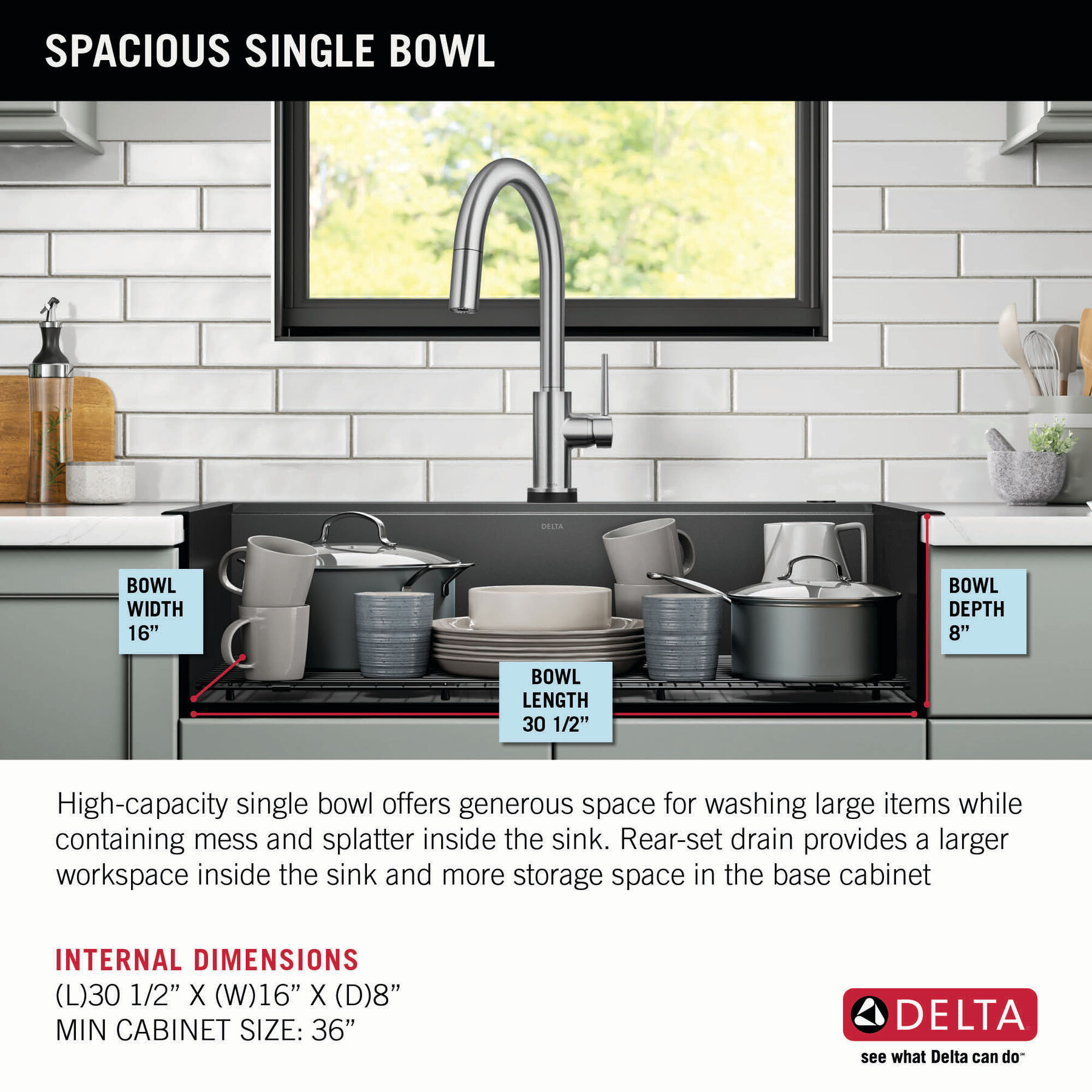 33” Retrofit Farmhouse Apron Front 16 Gauge Workstation Kitchen Sink Single Bowl in with WorkFlow™ Ledge and Accessories for Top Mount Drop-In Installation, image 3