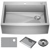 30” Retrofit Farmhouse Apron Front 16 Gauge Stainless Steel Single Bowl Kitchen Sink for Undermount / Drop-In Installation with Accessories