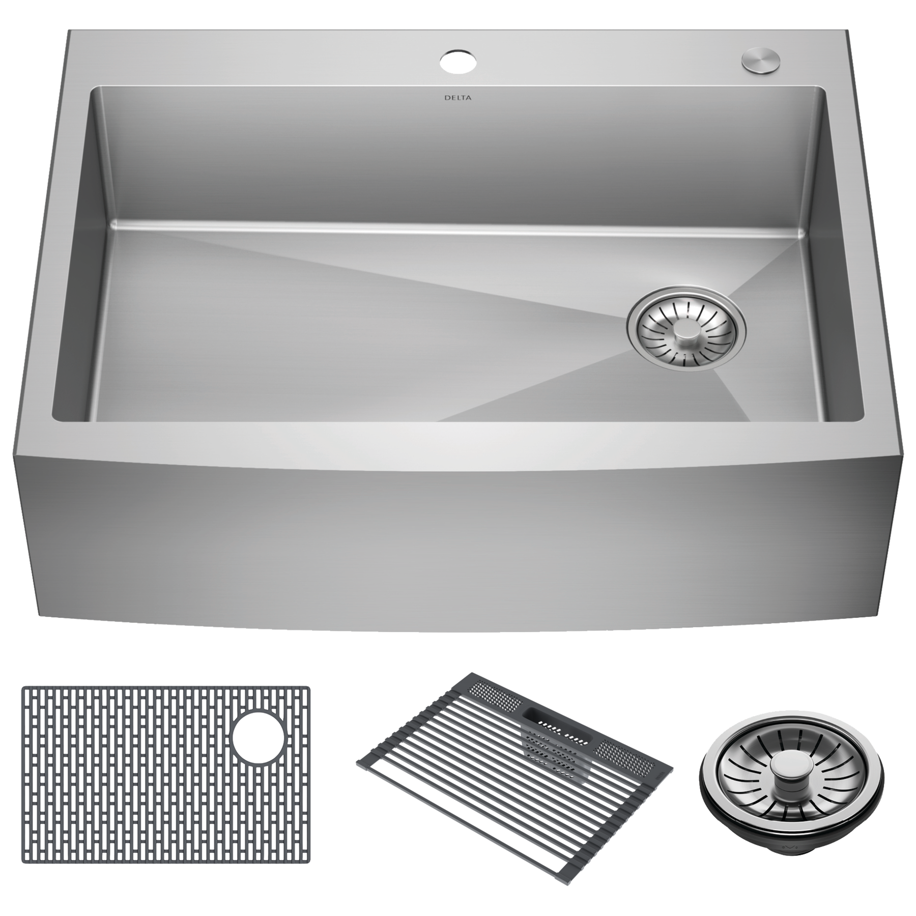 30” Retrofit Farmhouse Apron Front 16 Gauge Stainless Steel Single Bowl Kitchen Sink for Undermount / Drop-In Installation with Accessories