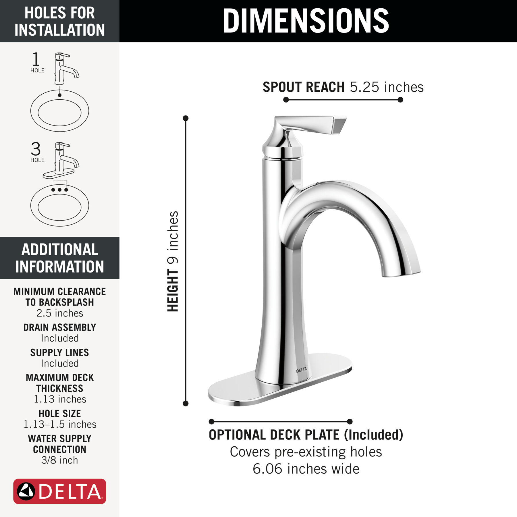 Single Handle Bathroom Faucet, image 2