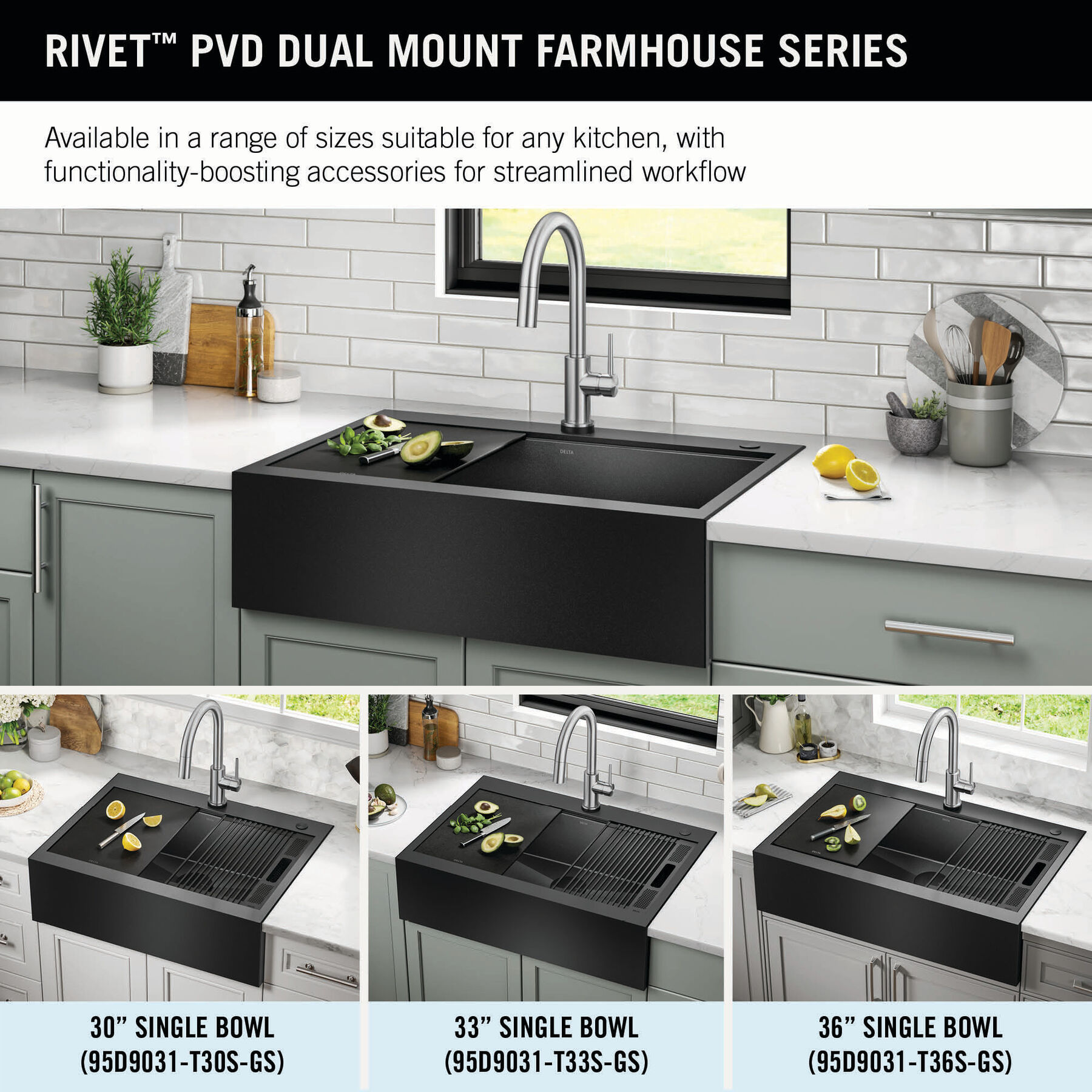 33” Retrofit Farmhouse Apron Front 16 Gauge Workstation Kitchen Sink Single Bowl in with WorkFlow™ Ledge and Accessories for Top Mount Drop-In Installation, image 4
