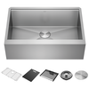 30” Workstation Undermount Single Bowl 16 Gauge Stainless Steel Farmhouse Apron Front Kitchen Sink with WorkFlow™ Ledge and Accessories