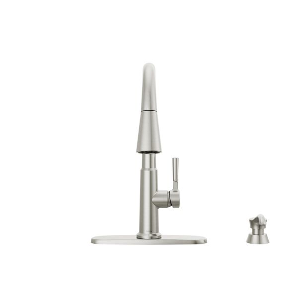 Single Handle Pull-Down Kitchen Faucet with Soap Dispenser and ShieldSpray® Technology