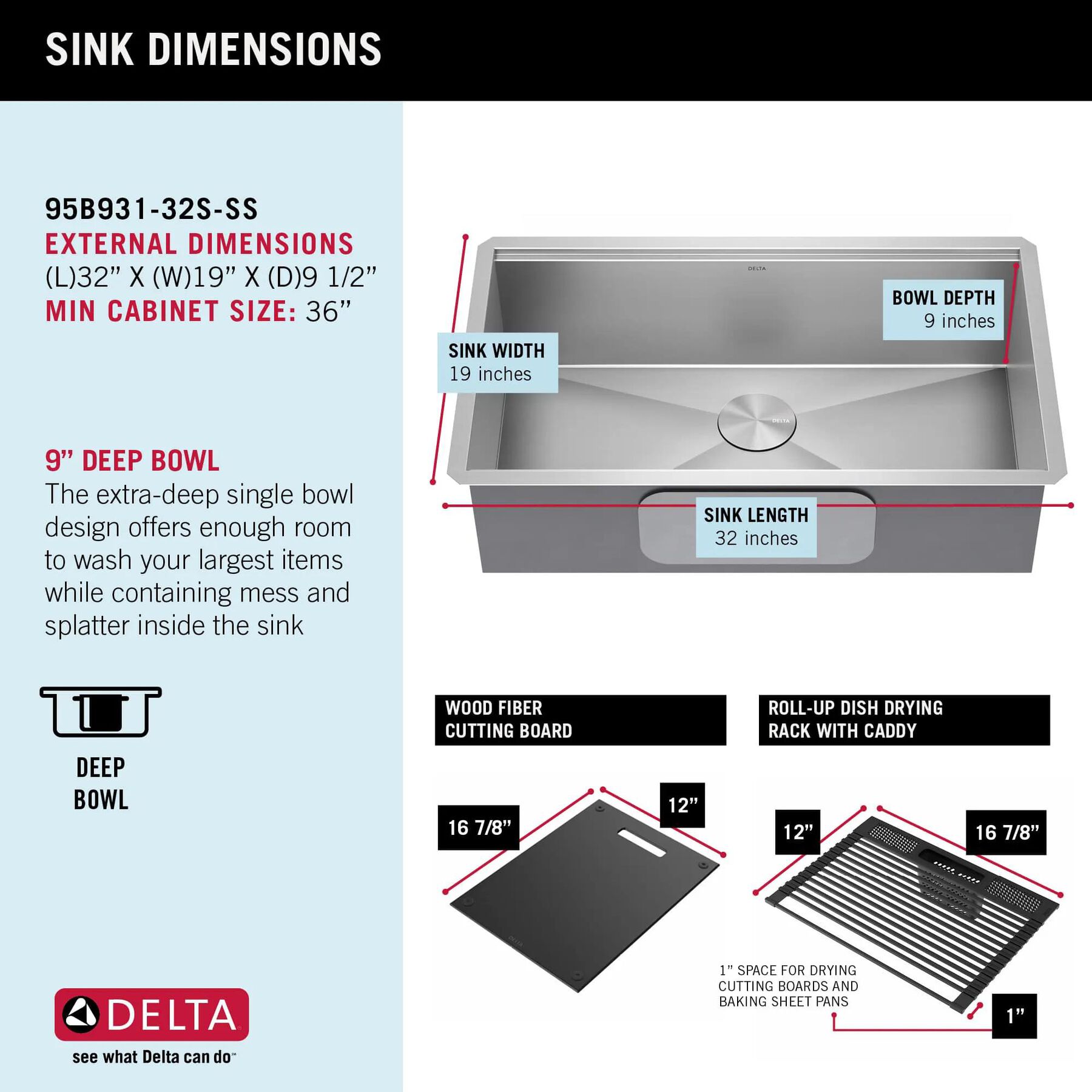 32&rdquo; Workstation Kitchen Sink Undermount&nbsp;16 Gauge&nbsp;Stainless Steel Single Bowl with&nbsp;WorkFlow&trade; Ledge and Accessories