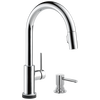 Touch2O with Touchless Technology Single Handle Pull-Down Kitchen Faucet with Soap Dispenser