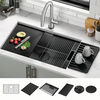 30” Undermount 16 Gauge Workstation Kitchen Sink Single Bowl with WorkFlow™ Ledge and Accessories