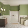 60x32 Alcove Shower Base with Tile Wall Bundle - Center Drain