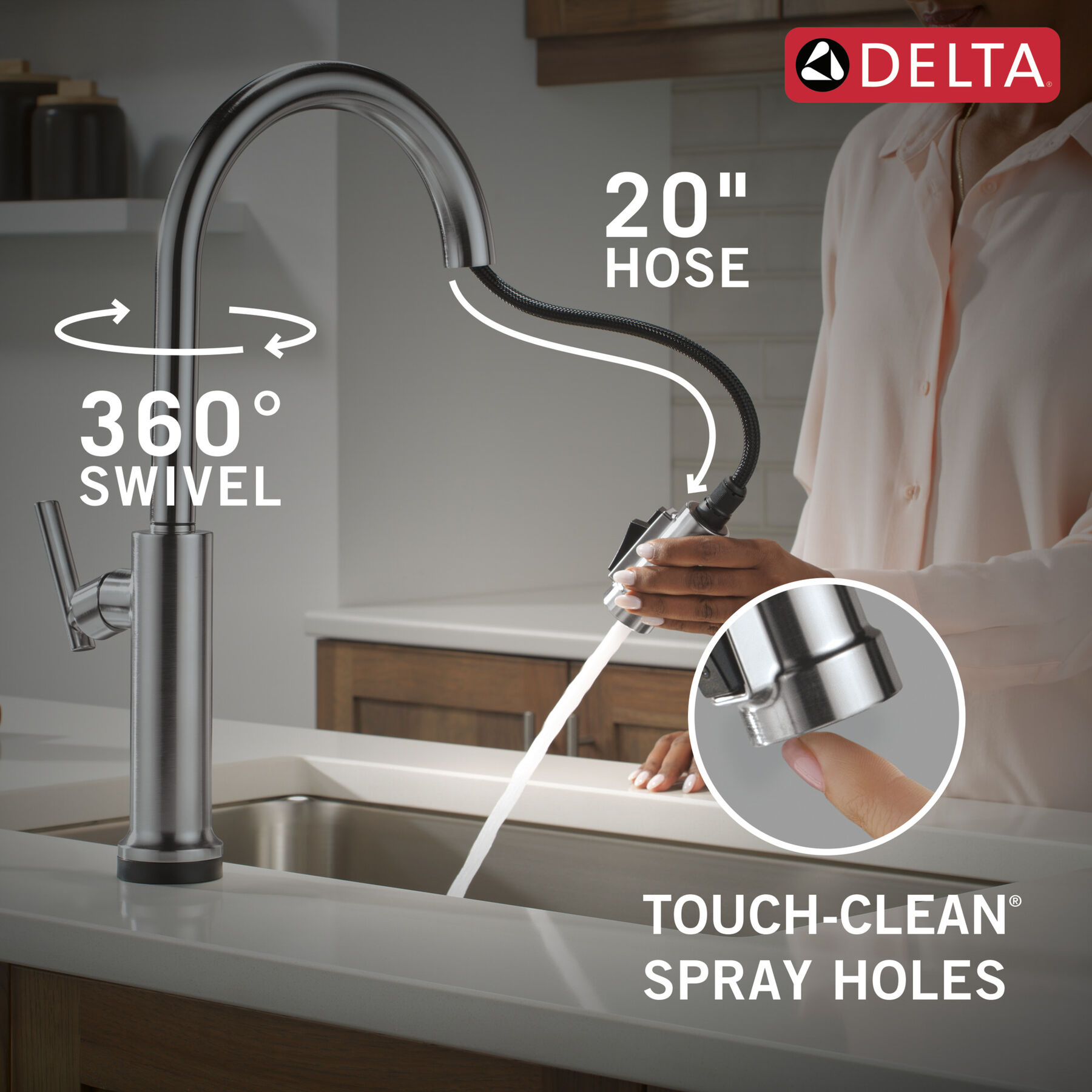 Touch2O&reg; Technology Kitchen Faucet with Touchless Technology