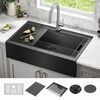 36” Retrofit Farmhouse Apron Front 16 Gauge Workstation Kitchen Sink Single Bowl in with WorkFlow™ Ledge and Accessories for Top Mount Drop-In Installation