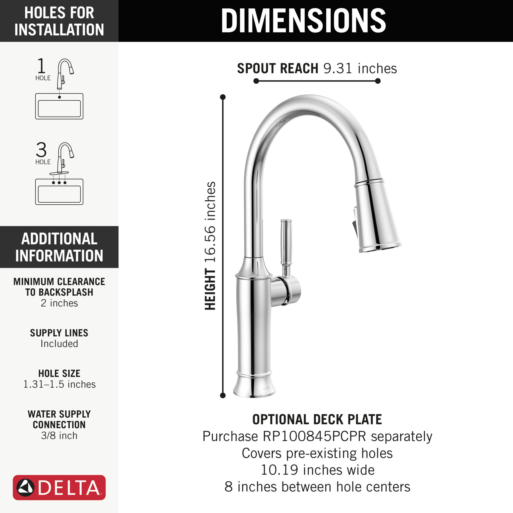 Single Handle Pull-Down Kitchen Faucet, image 2