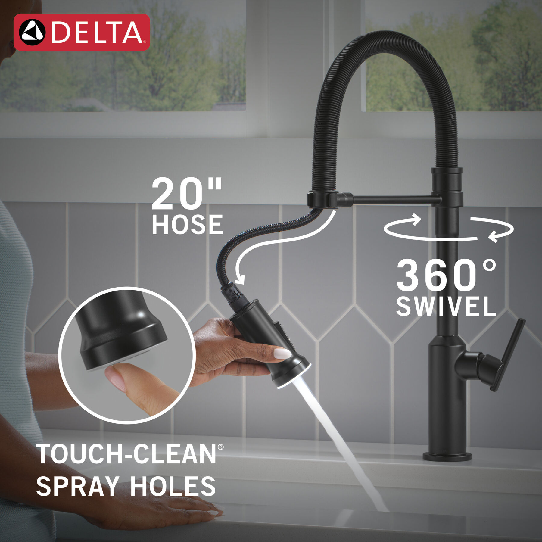 Single Handle Pull-Down Kitchen Faucet With Spring Spout
