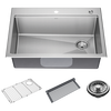 30” Stainless Steel Workstation Kitchen Sink Drop-In Undermount Single Bowl with WorkFlow™ Ledge and Accessories