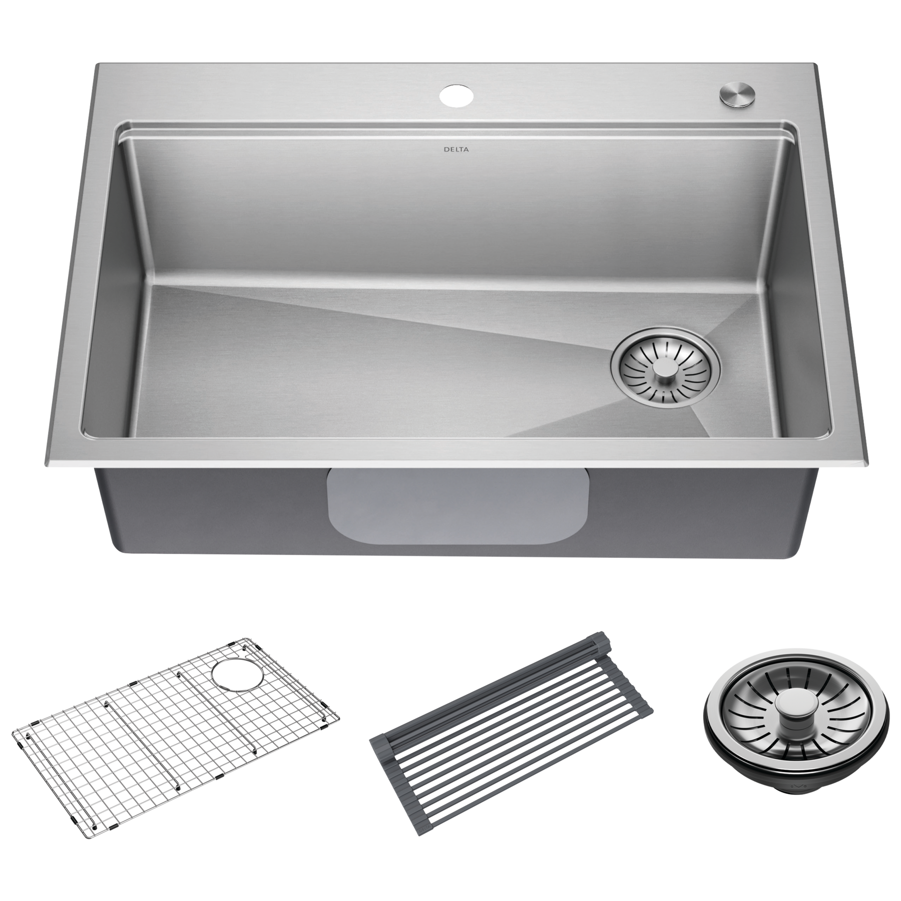 30” Stainless Steel Workstation Kitchen Sink Drop-In Undermount Single Bowl with WorkFlow™ Ledge and Accessories