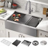 33” Workstation Undermount Single Bowl 16 Gauge Stainless Steel Farmhouse Apron Front Kitchen Sink with WorkFlow™ Ledge and Accessories
