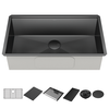32” Undermount 16 Gauge Workstation Kitchen Sink Single with WorkFlow™ Ledge and Accessories