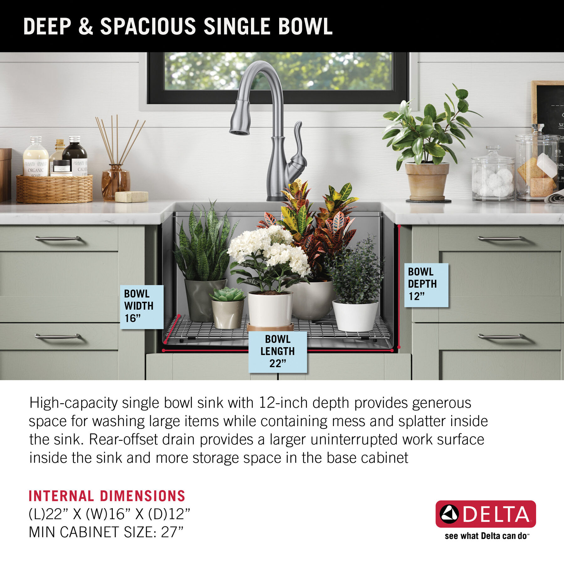 24” Workstation Undermount Single Bowl 16 Gauge Stainless Steel Laundry Utility Kitchen Sink with WorkFlow™ Ledge and Accessories, image 5