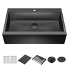 36” Retrofit Farmhouse Apron Front 16 Gauge Workstation Kitchen Sink Single Bowl in with WorkFlow™ Ledge and Accessories for Top Mount Drop-In Installation