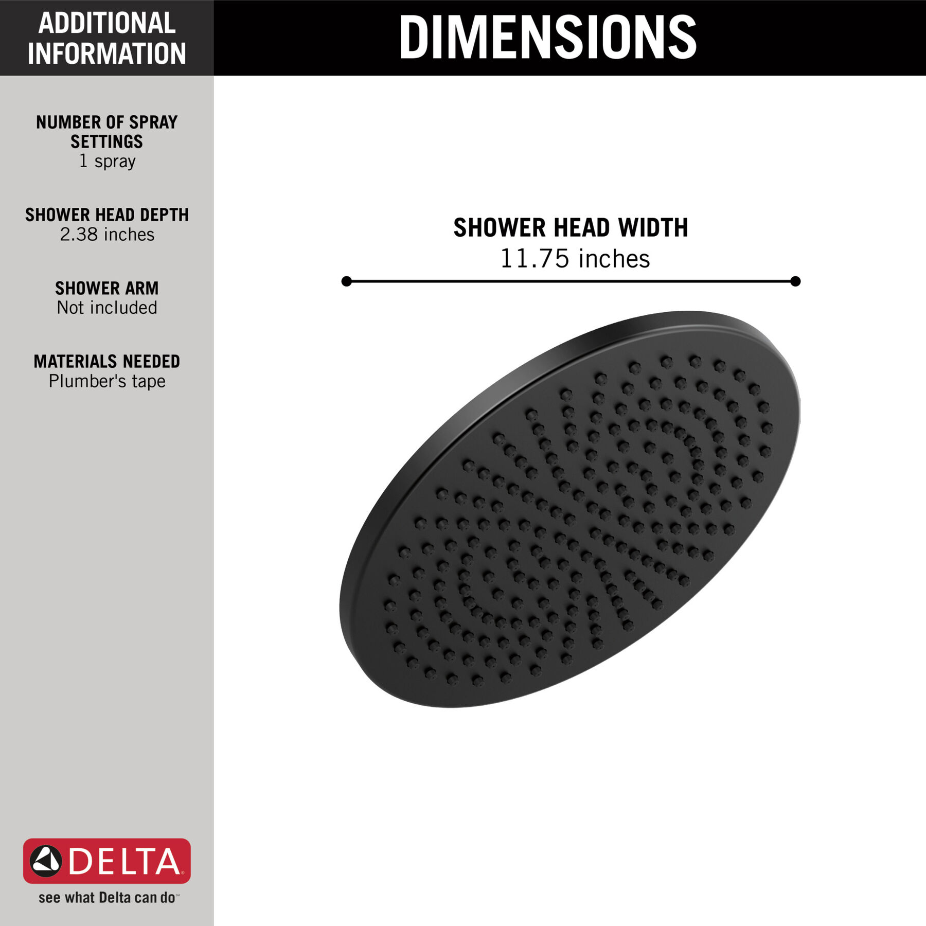 Single-Setting Metal Raincan Shower Head, image 2
