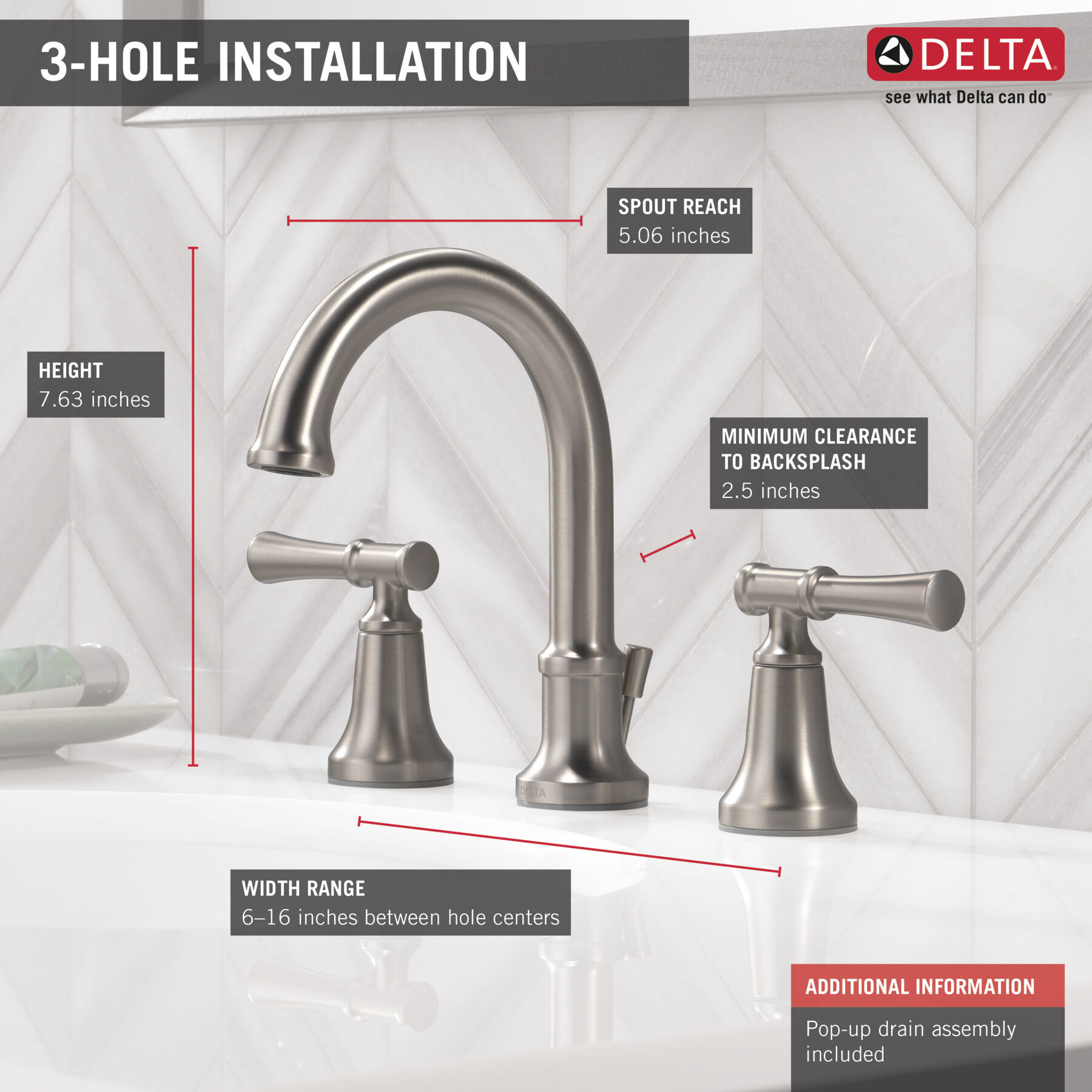 Two Handle Widespread Bathroom Faucet (Recertified), image 2