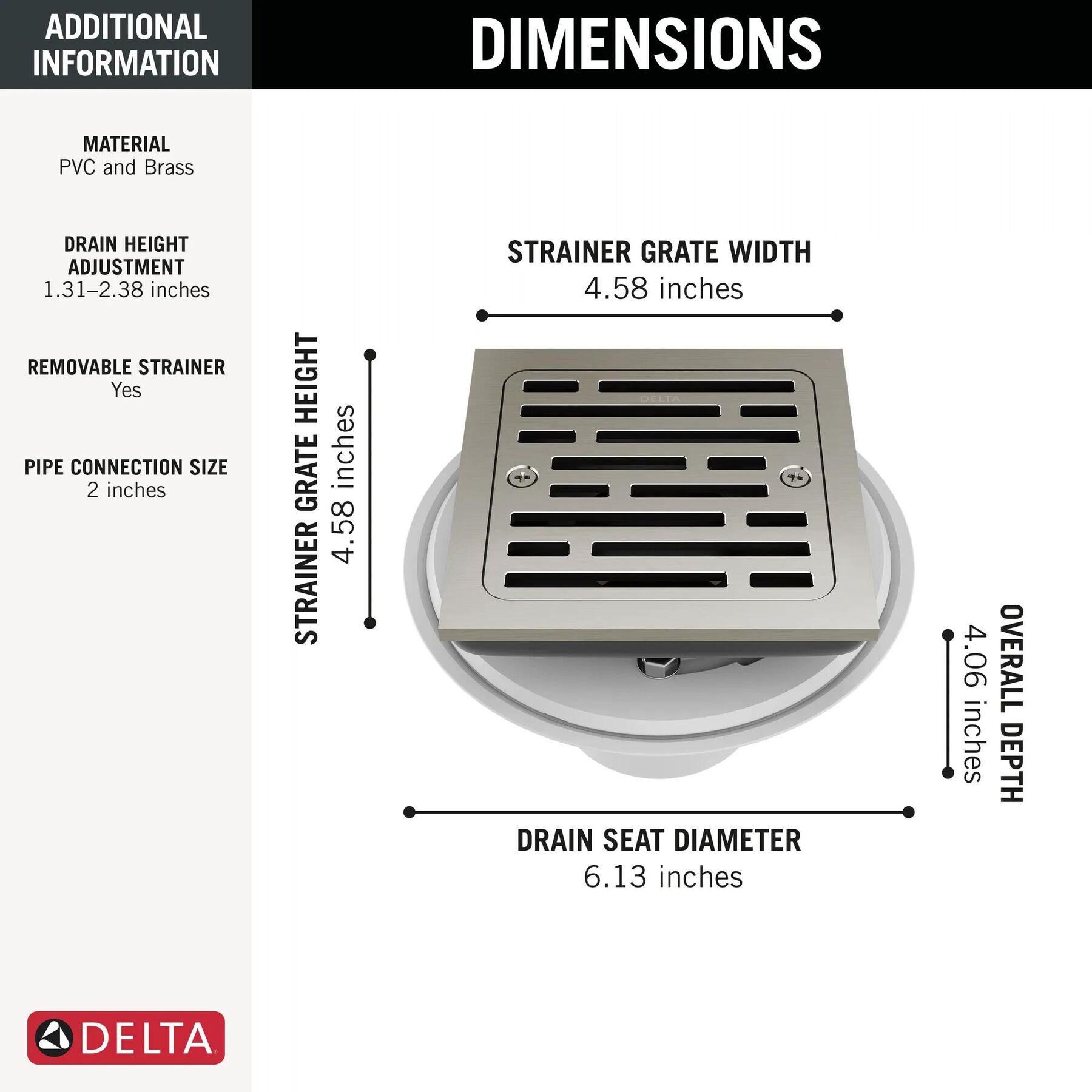 4" Tile-In Square Shower Drain (Recertified)