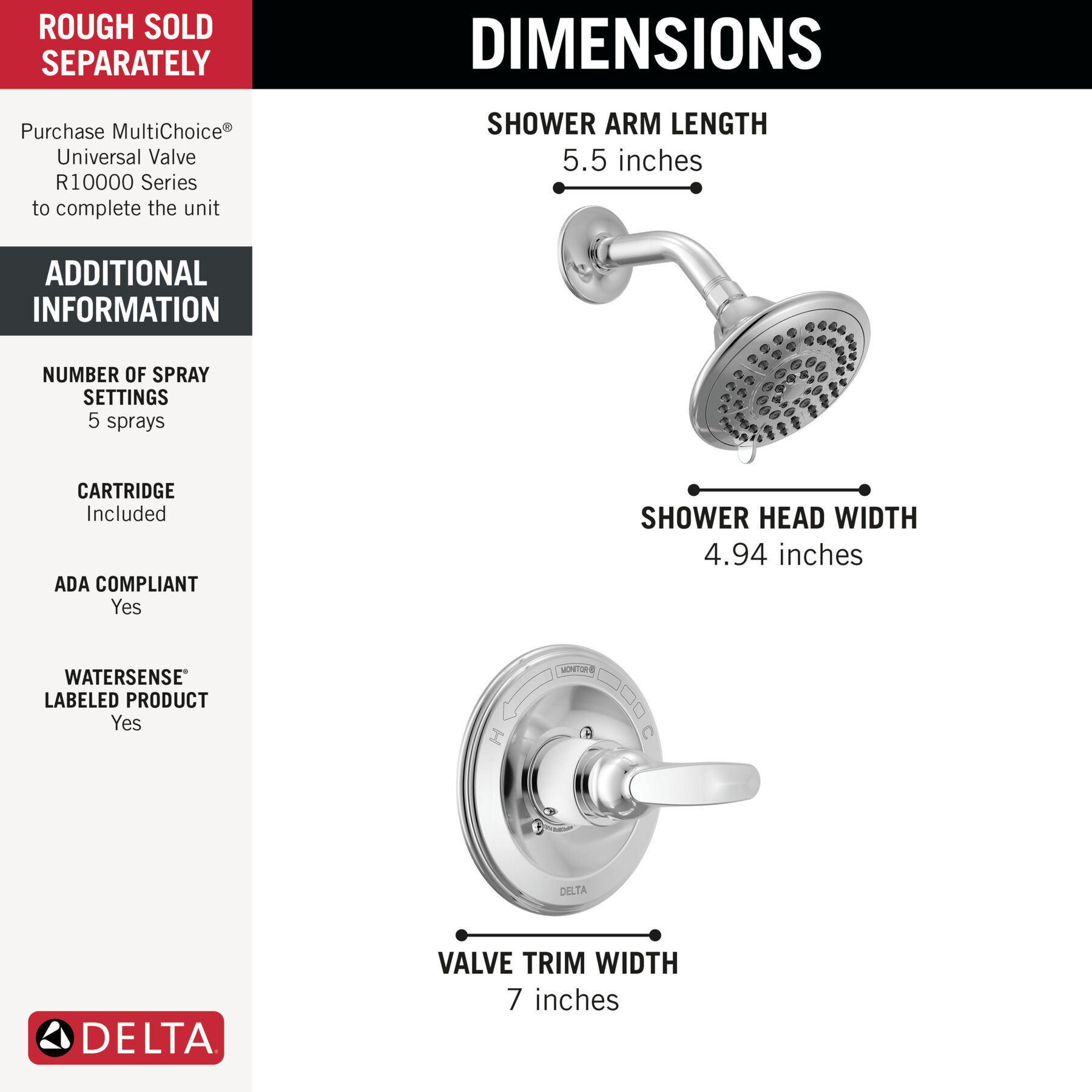 Monitor 13 Series Shower Trim