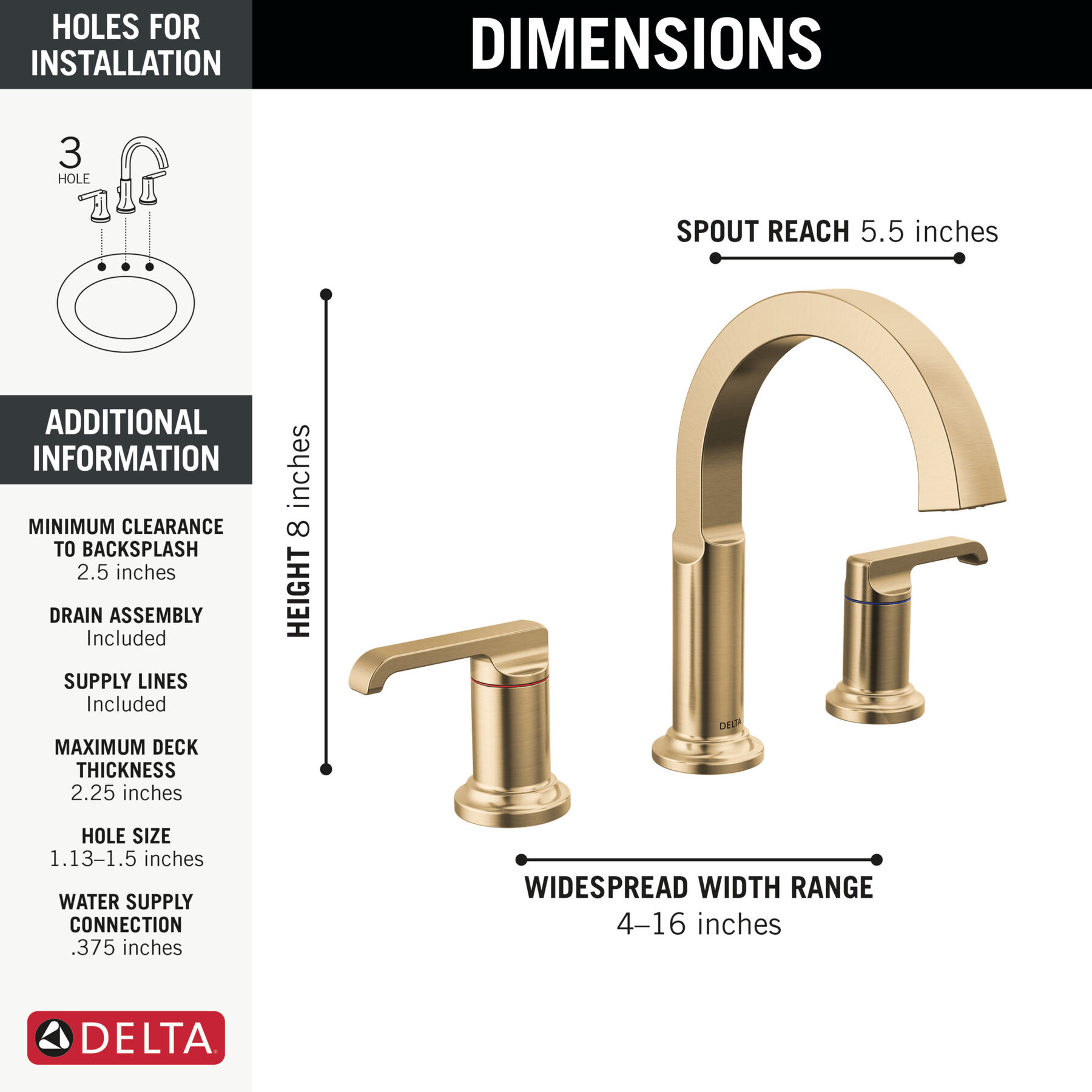 Two Handle Widespread Bathroom Faucet (Recertified), image 1